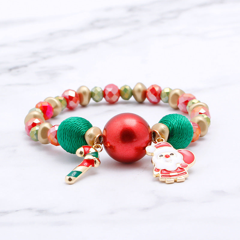 Christmas Snowflake Candy Bead Bracelet