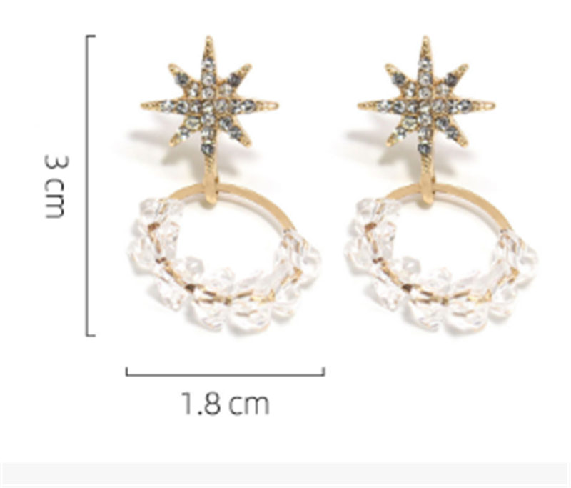 Golden And Rhinestone Eight-pointed Star Shape Fashion Temperament Lady