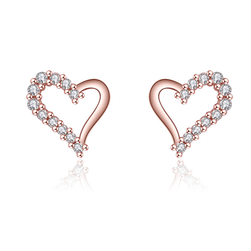 Korean Female Earrings Zircon Tender Heart-shaped Earrings