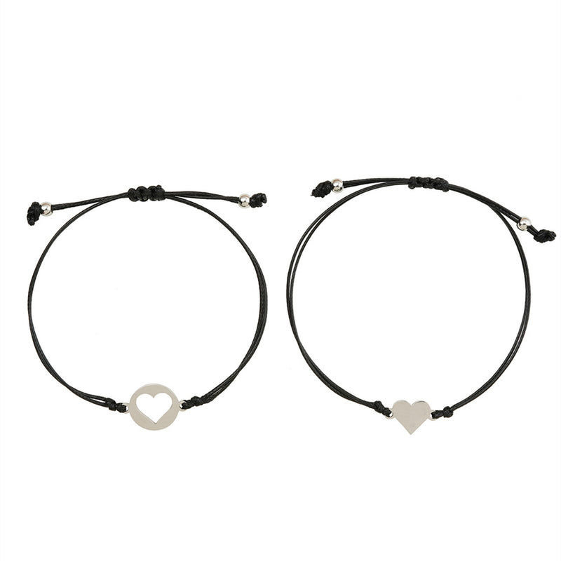 Creative Stainless Steel Love Wax Thread Woven Mother's Day Bracelet Jewelry