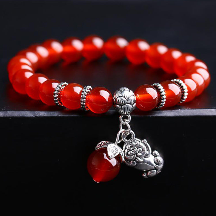 Natural red agate bracelet