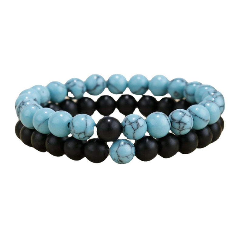 Retro Style,  2-Pieces Frosted Bead Bracelet Set