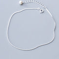 Pearl & Silver Snake Bone Chain Anklet