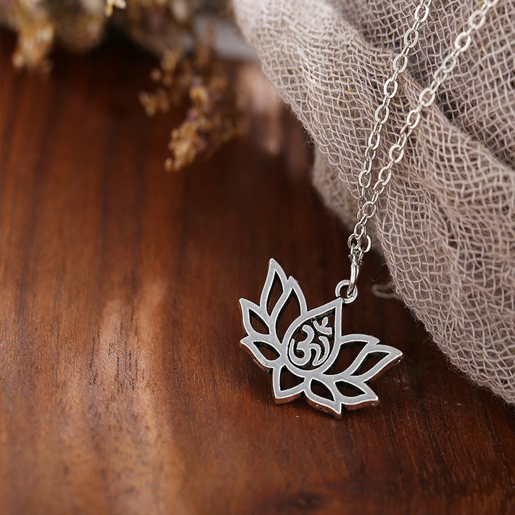 Hollow alloy lotus necklace