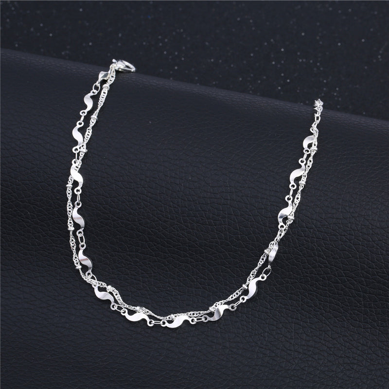 Ladies Round Beads Wave Multilayer Anklet