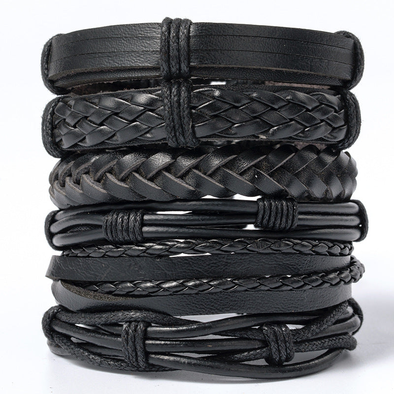 Vintage Men's Leather Bracelet European And American Woven Suit Carrying Strap
