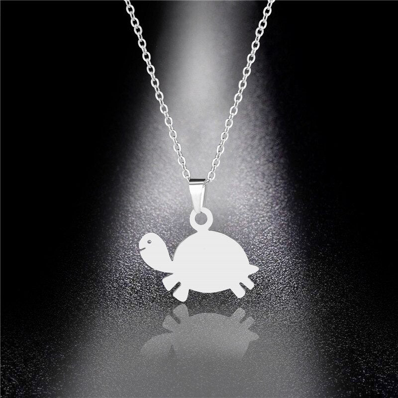 Stainless steel hollow marine animal turtle necklace