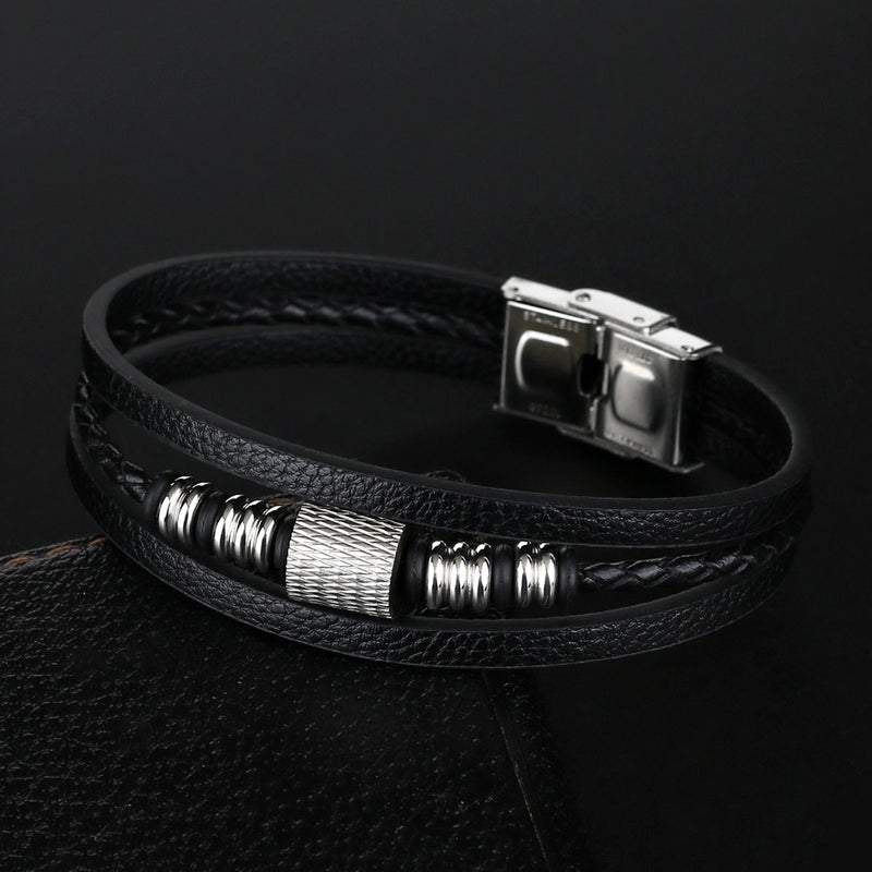Cowhide Men's Bracelet Hand-Woven Multi-Layer Leather Bracelet Jewelry