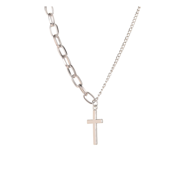 Korean Version Ins Style Chain Asymmetric Cross Necklace