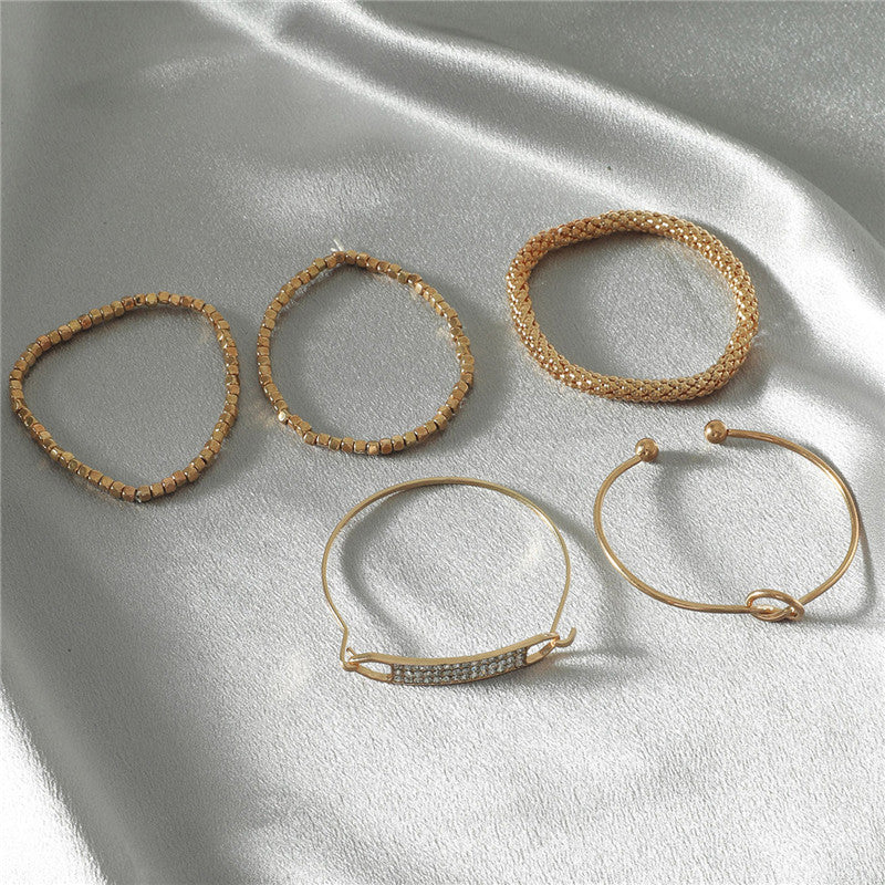 5-piece Set Of European And American Vintage Chain Bracelets