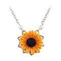 Drop Glaze Painted Flower Rhinestone Necklace