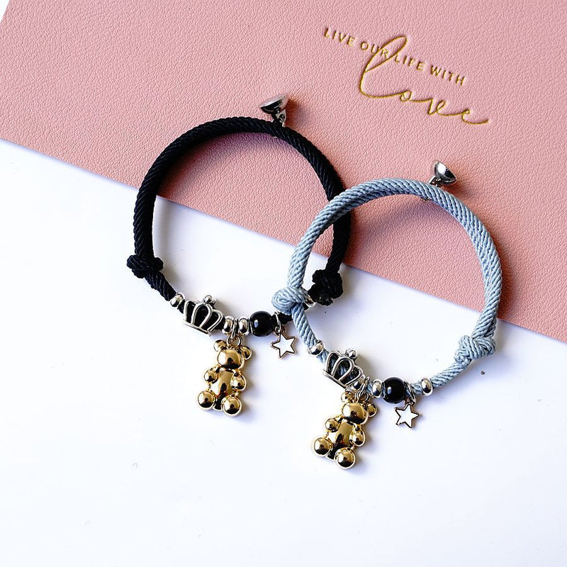 Adjustable Milanese String Couple Bears Bracelet