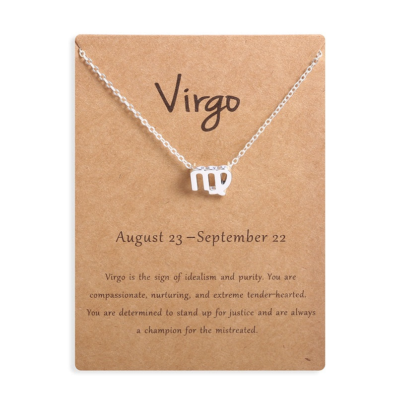 12 Zodiac Sign Necklaces With Gift Card Constellations Pendant Necklace Jewelry