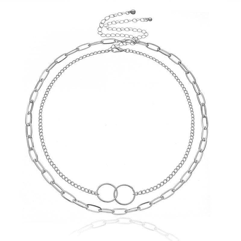 Cold Wind Chain Double-layer Necklace Square Thick Chain