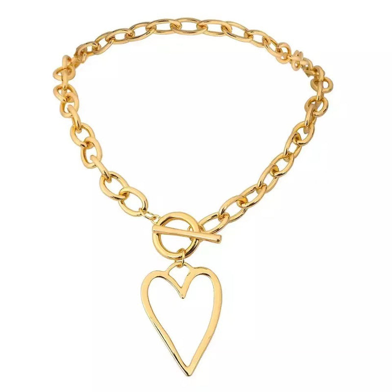 Women's Golden Hollow Heart Pendant Necklace