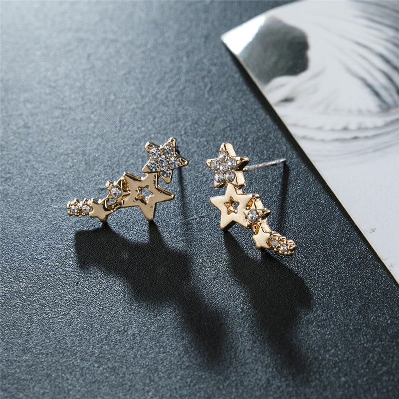 Korean Version Of Simple Fashion Zircon Star Ear Clip Earrings