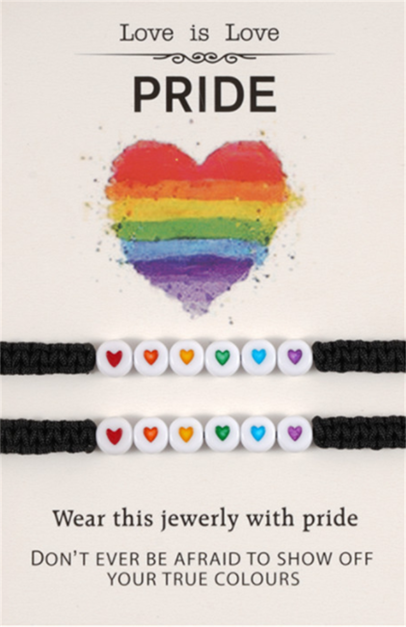 Friendship Love Rainbow Rice Beads Handwoven Card Bracelet