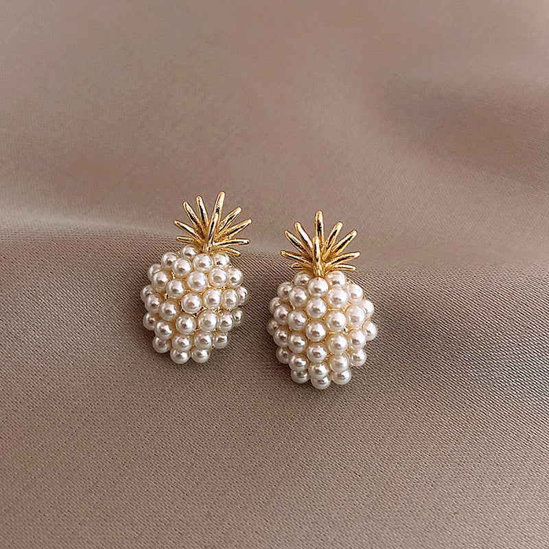 Silver Needle Simple Pineapple Pearl Ear Stud