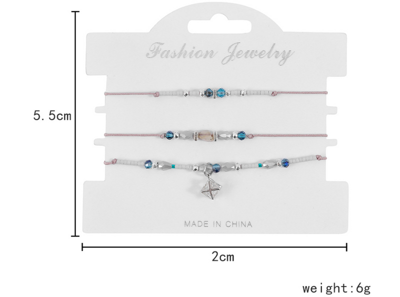 Flower Bee Butterfly Color Bead Five-Pointed Star Tassel Anklet