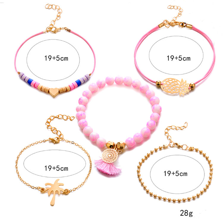 Pineapple Heart Coconut Fringe Bracelet