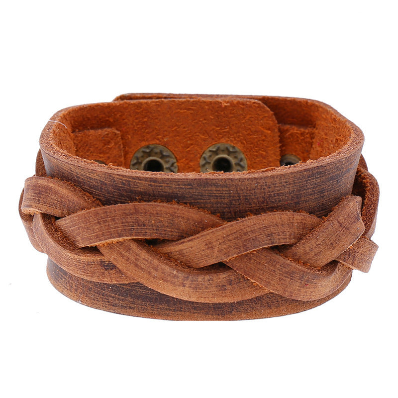 Ancient Ethnic Style Woven Bracelet Simple And Versatile Men's Cowhide Bracelet