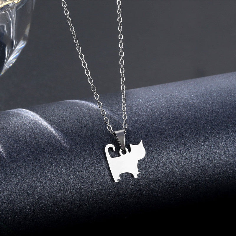 Animal Necklace Cute Kitten 304 Stainless Steel Clavicle Chain Female