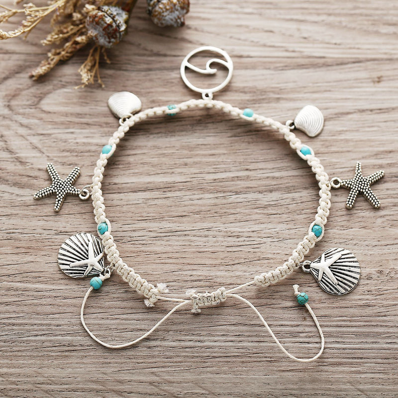 Shell braided anklet