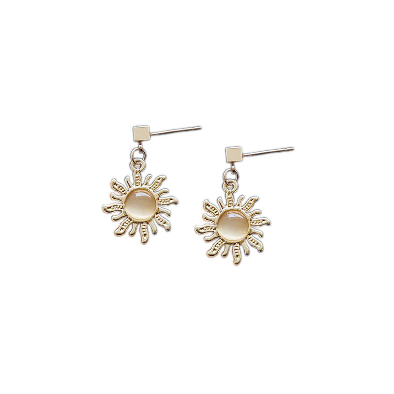 Real Gold Creative Sun Tears Earring Female