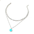 Necklace Multilayer Blue Disc Clavicle Chain Simple Temperament