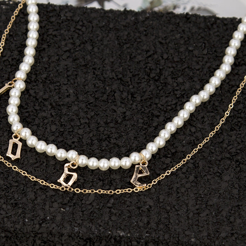 European And American Alphabet Pearl Necklace