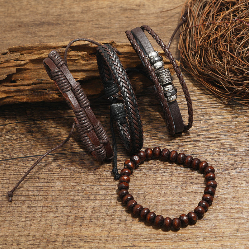 New Men's Alloy Accessories Cowhide Bracelet