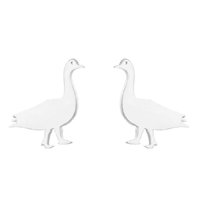 Electroplated Stainless Steel Korean Retro Swan Rabbit Earrings