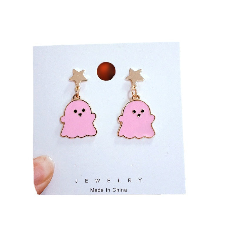 Cute Cartoon Little Ghost Girl Earrings