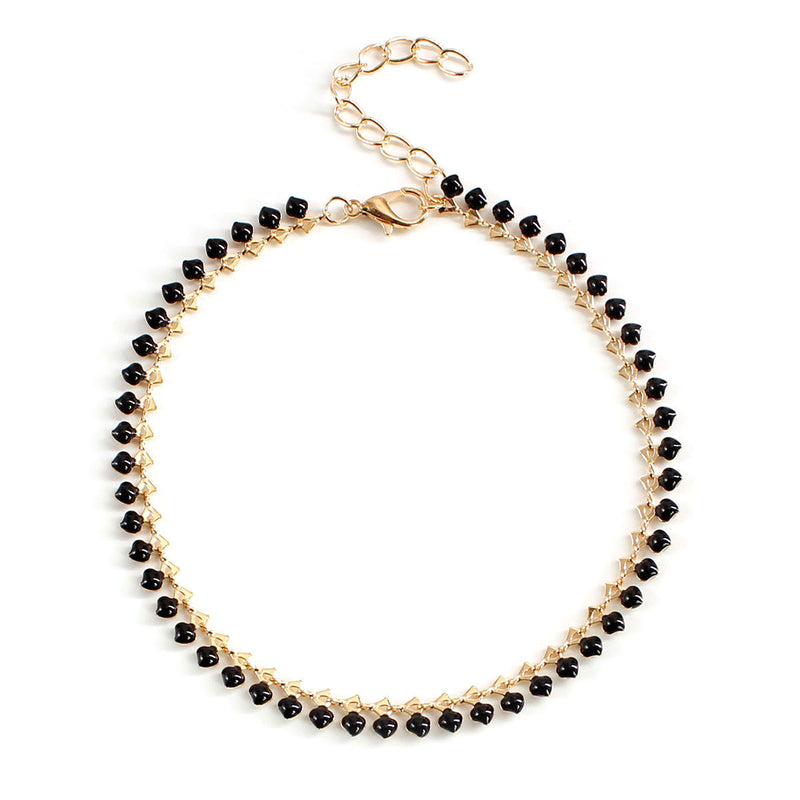 Contrast color beaded chain anklet