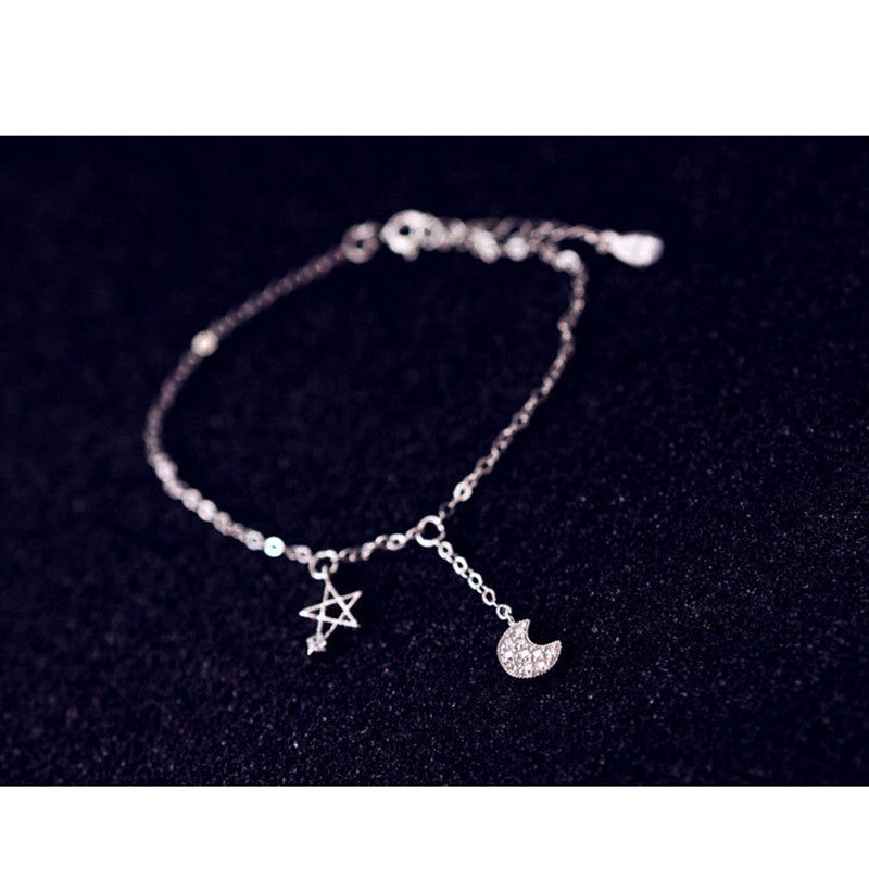 Fashion Star And Moon Diamond Anklet