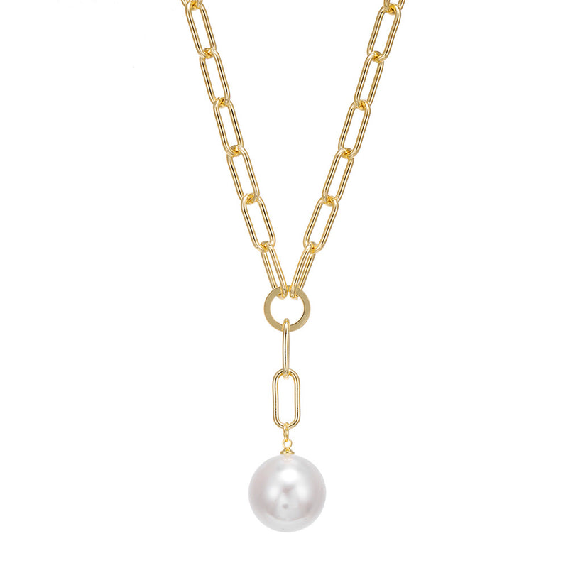 Metal Large Pearl Pendant Clavicle Chain