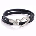 Black Simple Love Leather Charm Bracelet For Women's Simple Blank Design Amazing Width Bracelet & Bracelet