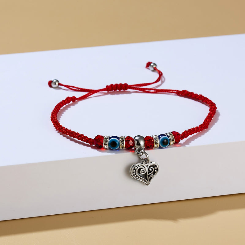 Red cord braided adjustable bracelet
