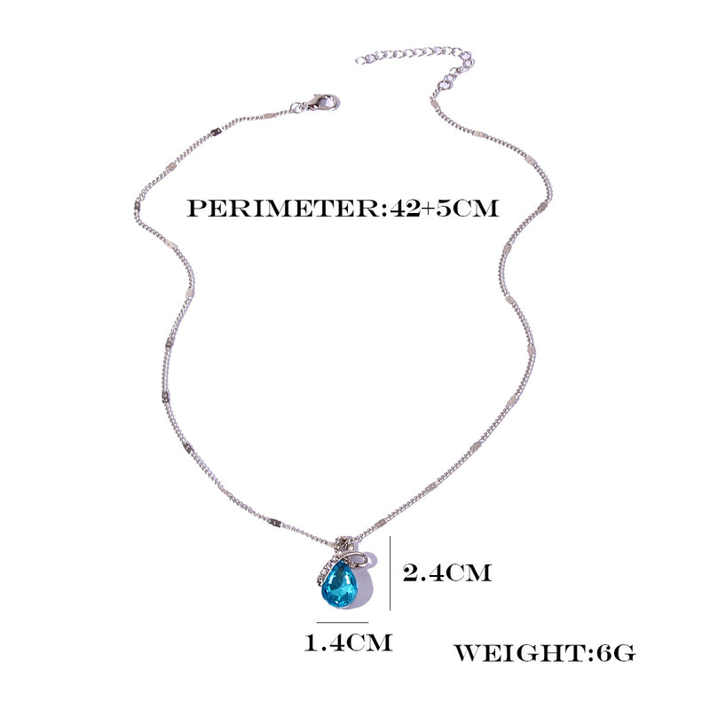 Fashion Water Drop Simple Zircon Clothing Pendant Necklace