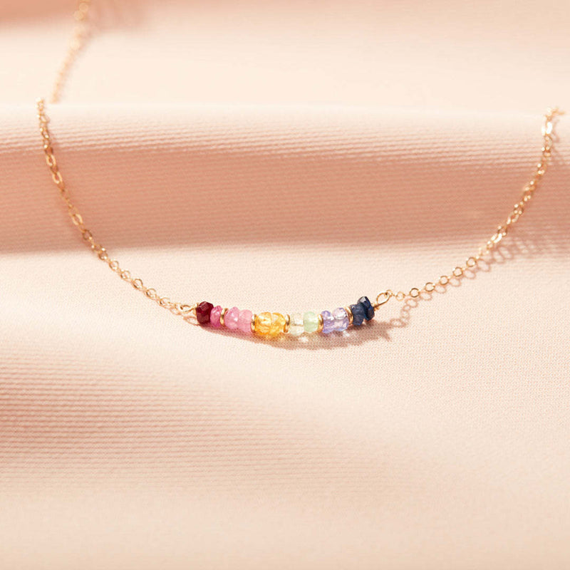 Rainbow Crystal Necklace Collarbone Chain