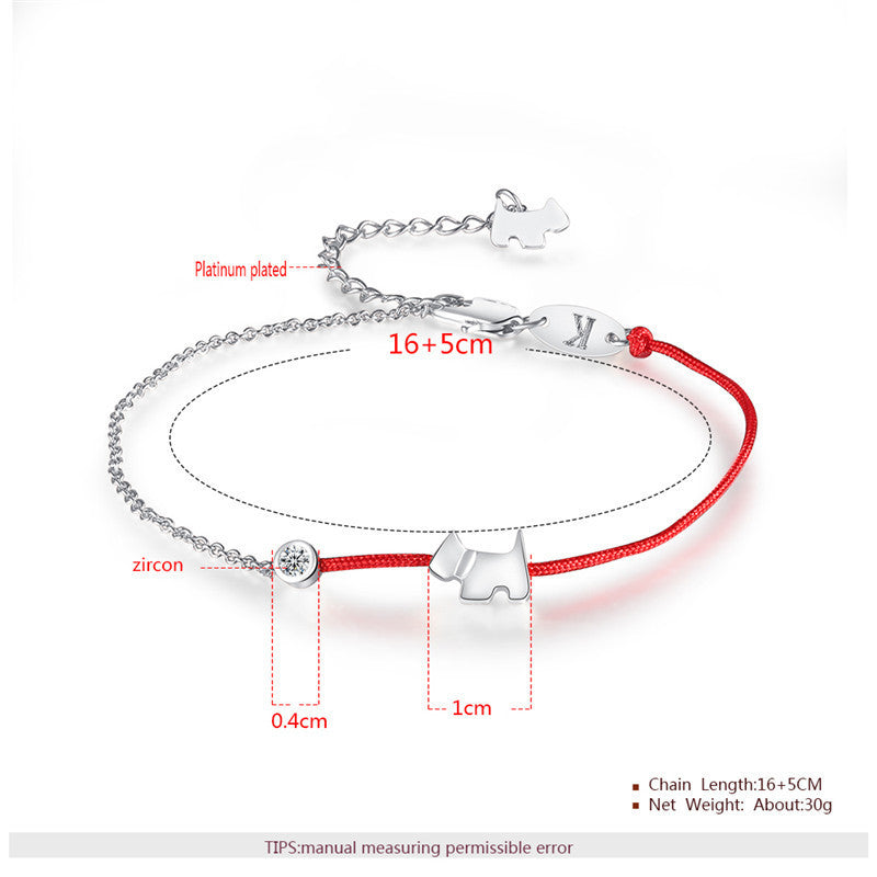 The birth year red rope bracelet dog year female zodiac dog sterling silver lucky hand rope zodiac couple bracelet pair simple