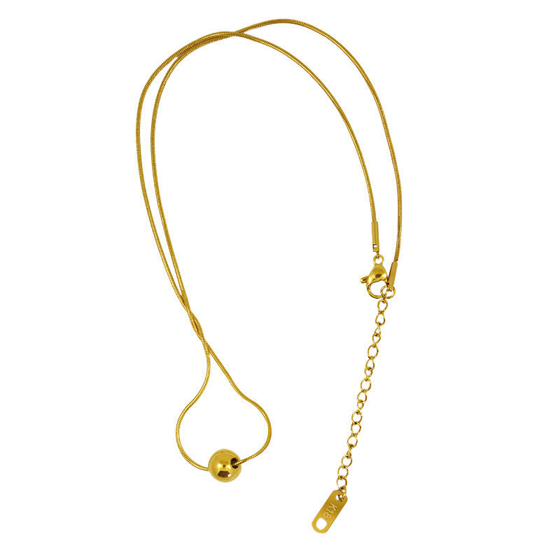 Women's Gold Small Round Beads Transfer Bead Necklace
