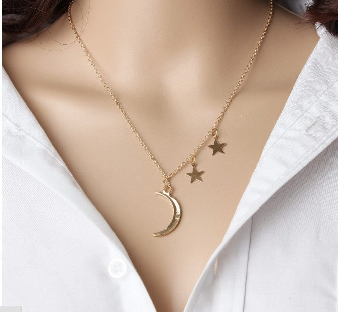 Metal Moon Star Clavicle Necklace