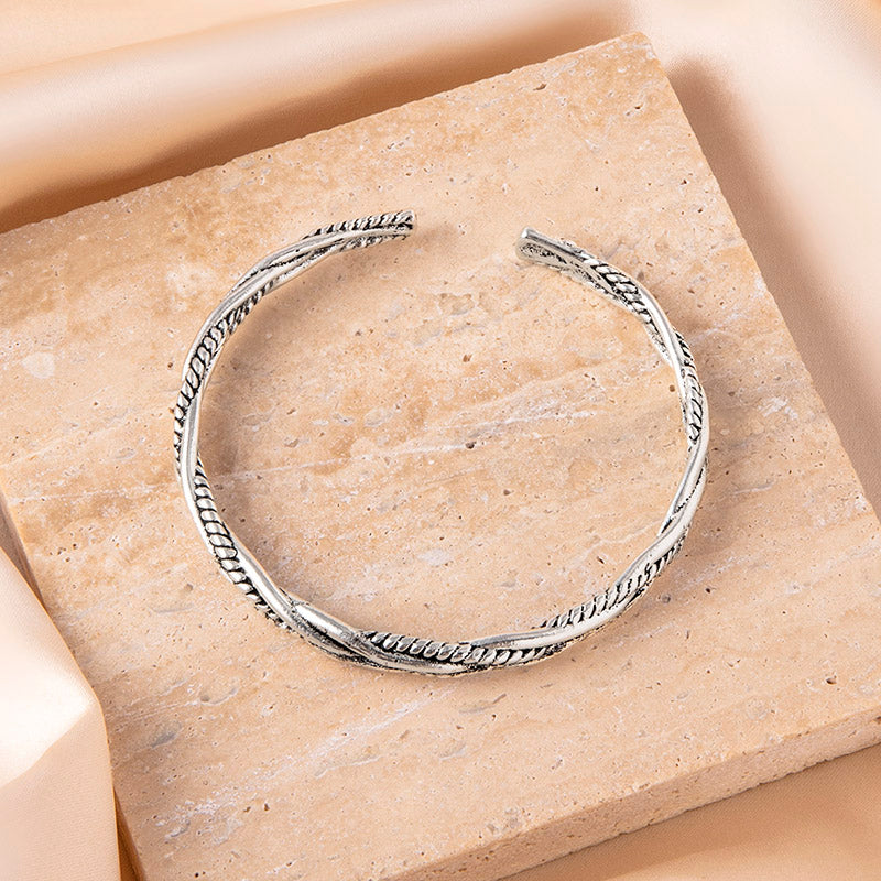 Vintage Twist Braided Open Bracelet