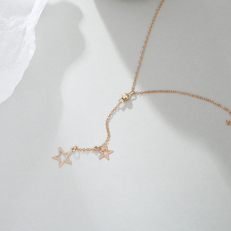 Fashion Popular Simple Gold five-pointed Star Pendant Charm Necklace Clavicle Chain Necklace