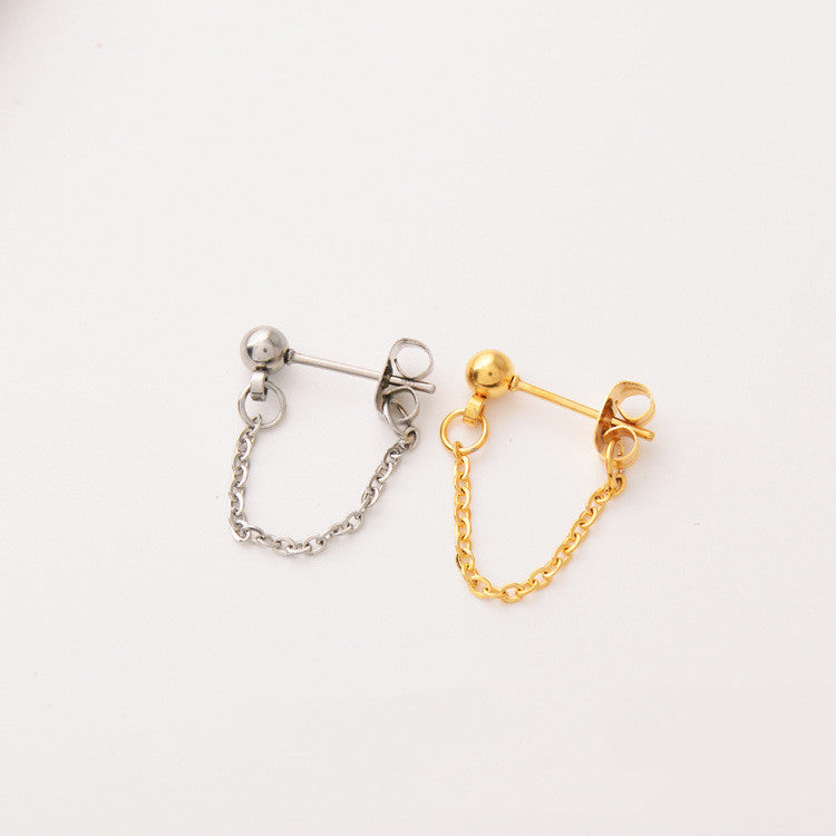 Titanium One-Piece Chain Earrings