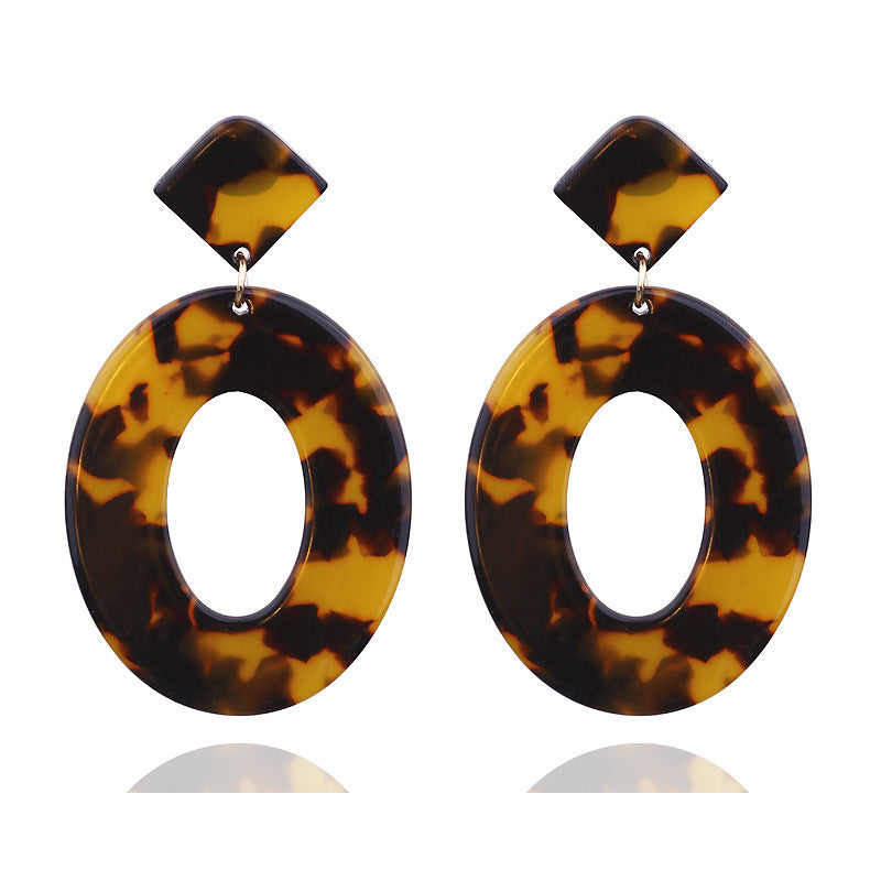 Fashion ZA Jewelry Acrylic Resin Oval Dangle Earrings For Women Geometry Big Circle Tortoiseshell Earrings Acetate Brincos