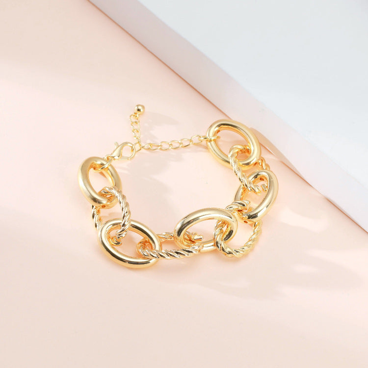 Bracelet O-shaped Thick Twisted Flower Chain Fashionable Personality Polishing