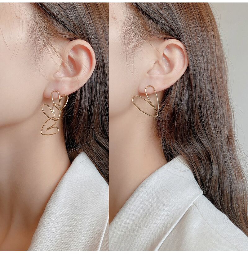 Shape Simple Metal Heart Hollow Earrings