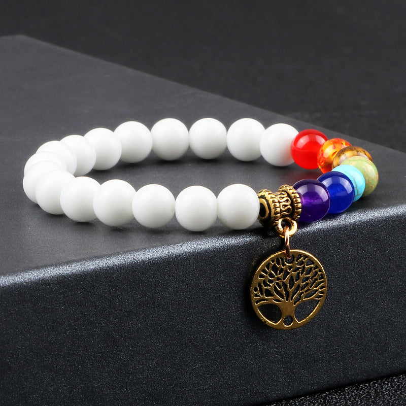 Creative 8mm Beads Tree Of Life Pendant Bracelet